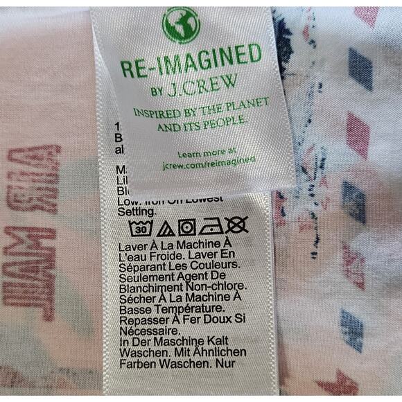 J CREW Women's Plus 2X Pajamas Set Shorts Postcards Drawstring 100% Cotton - Picture 11 of 11